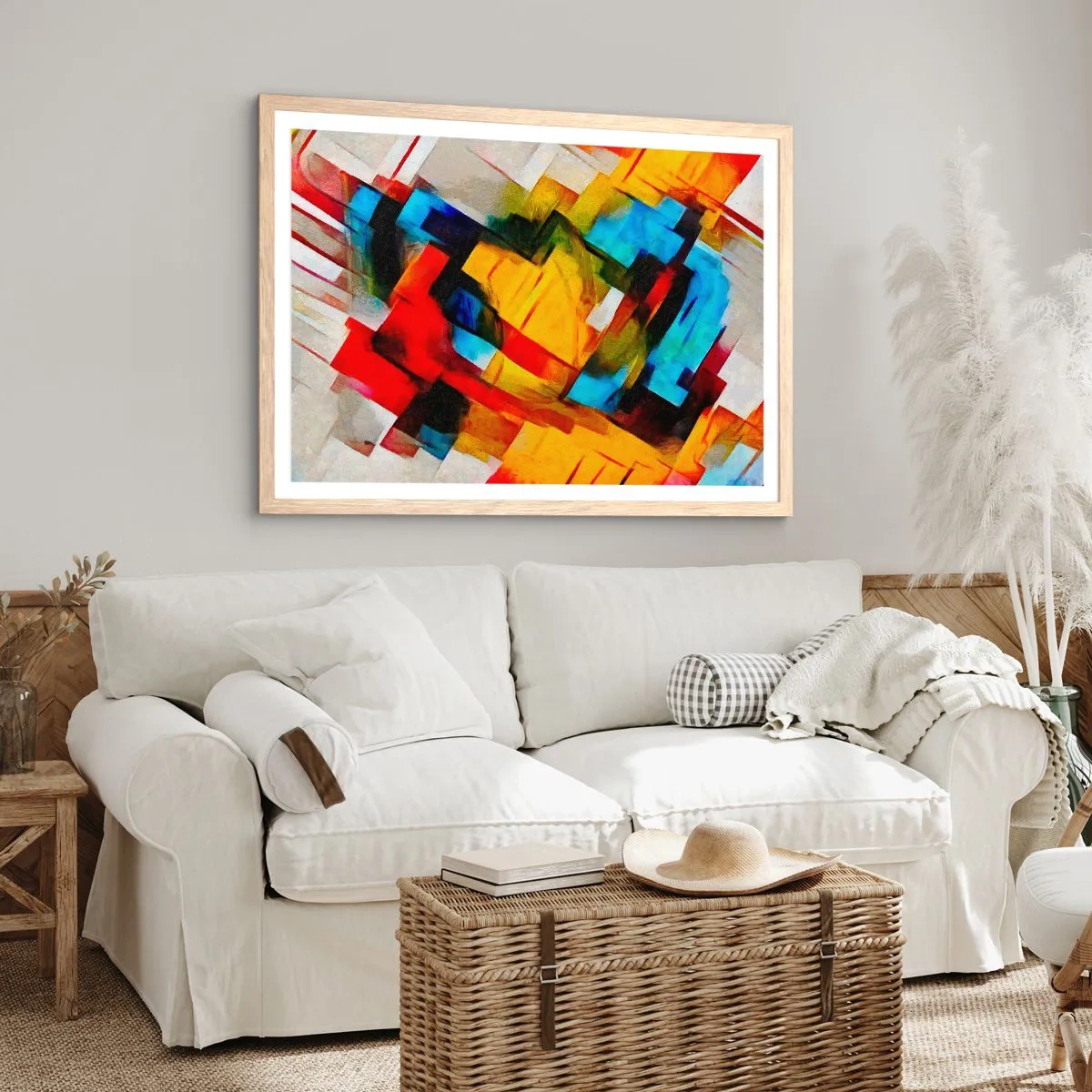 Plakat i ramme af lyst egetræ - Flerfarvet lagdeling - 50x40 cm