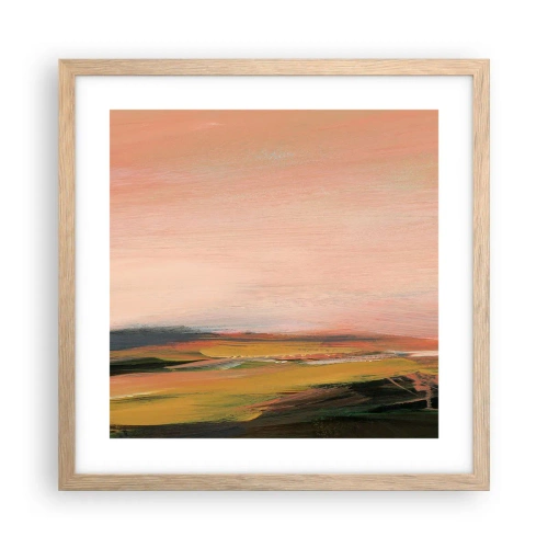 Plakat i ramme af lyst egetræ - I lyserøde toner - 40x40 cm