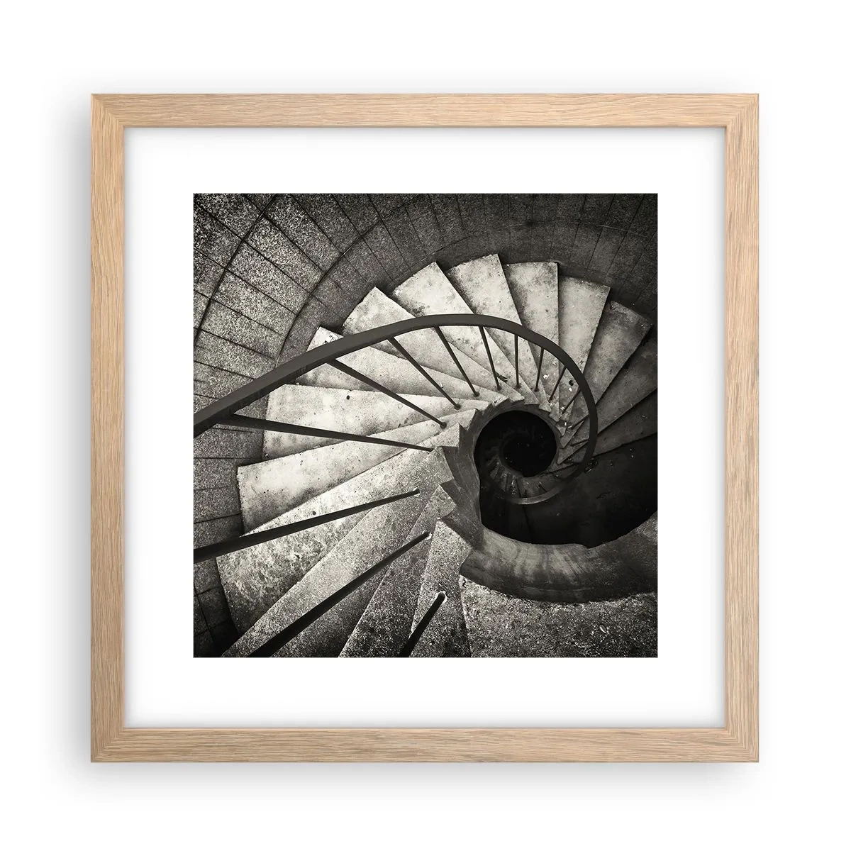 Plakat i ramme af lyst egetræ - Op ad trapperne, ned ad trapperne - 30x30 cm