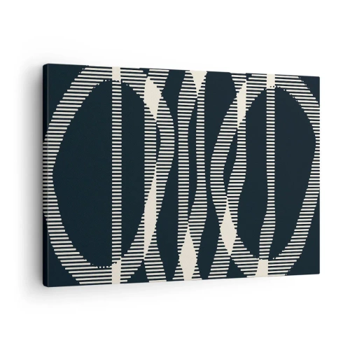 Lærredstryk - Billede på lærred - Geometriske linjer i lyse nuancer på en mørk baggrund - 70x50cm - Forsøg på at bryde igennem mørket - Moderne vægdekoration til stue og soveværelse ARTTOR
