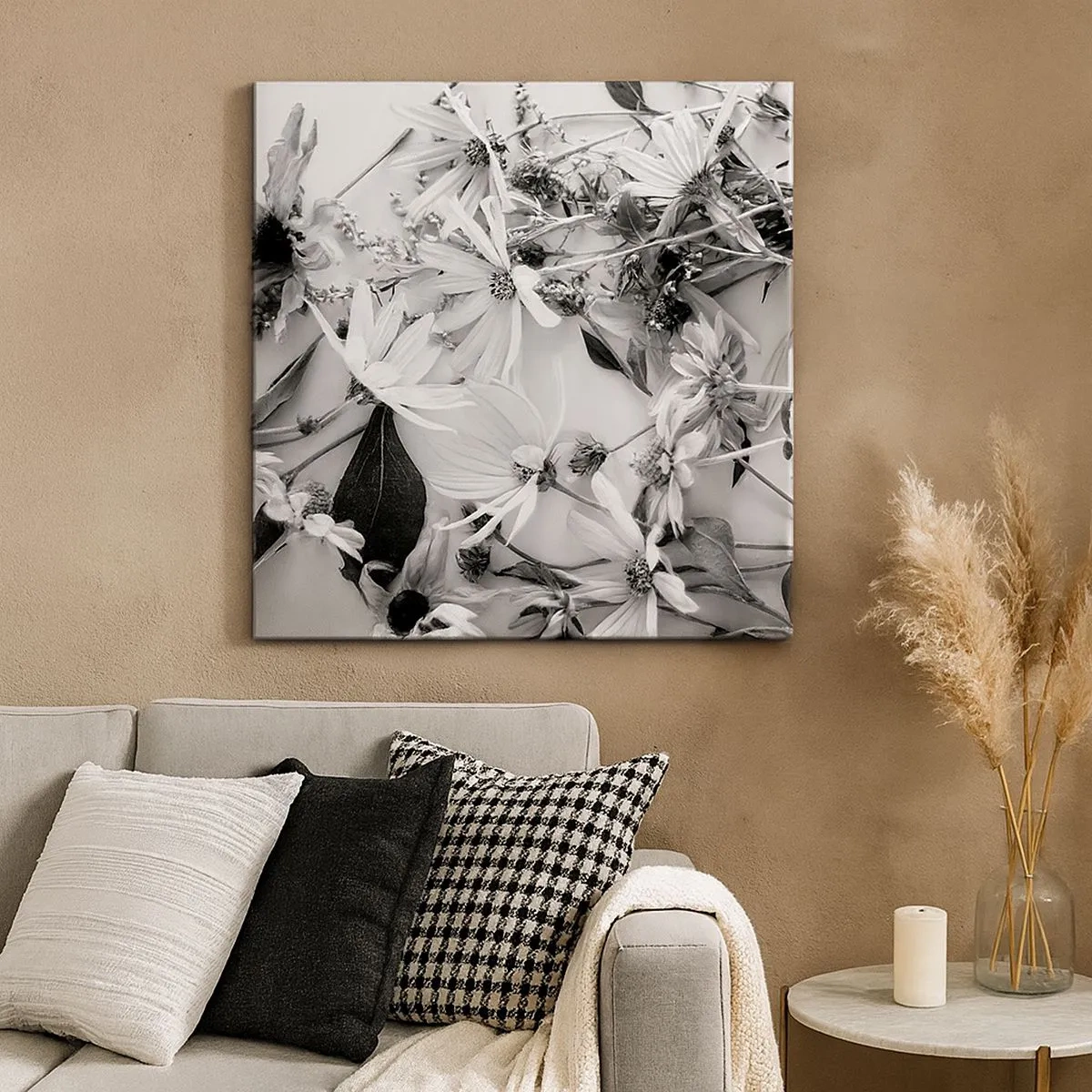 Lærredstryk - Billede på lærred - Blomster uden buket - 30x30 cm