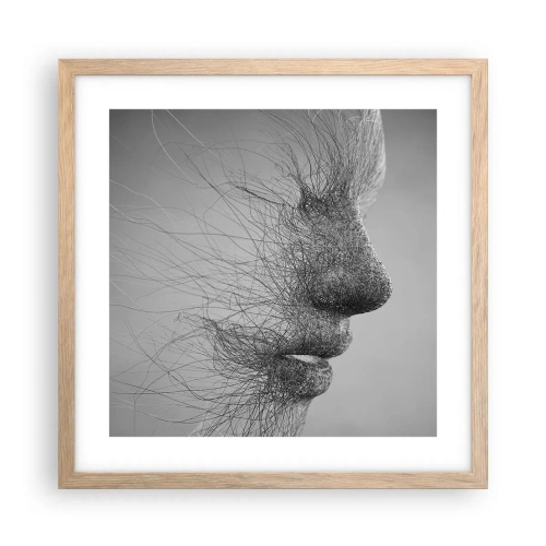 Plakat i ramme af lyst egetræ - Vindens ånd - 40x40 cm