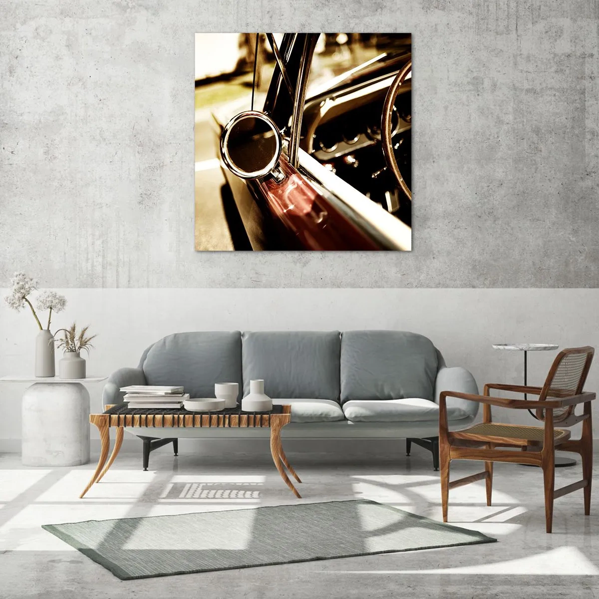 Billede på glas - En bil med sjæl - 70x70 cm