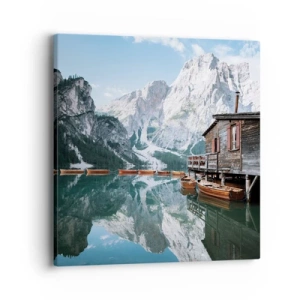 Lærredstryk - Billede på lærred - Krystalklar bjergmorgen - 40x40 cm