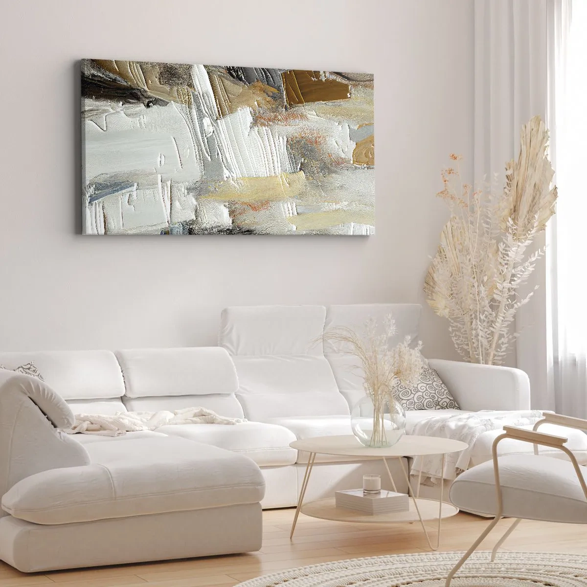 Lærredstryk - Billede på lærred - Farverige lagdelinger - 100x40 cm