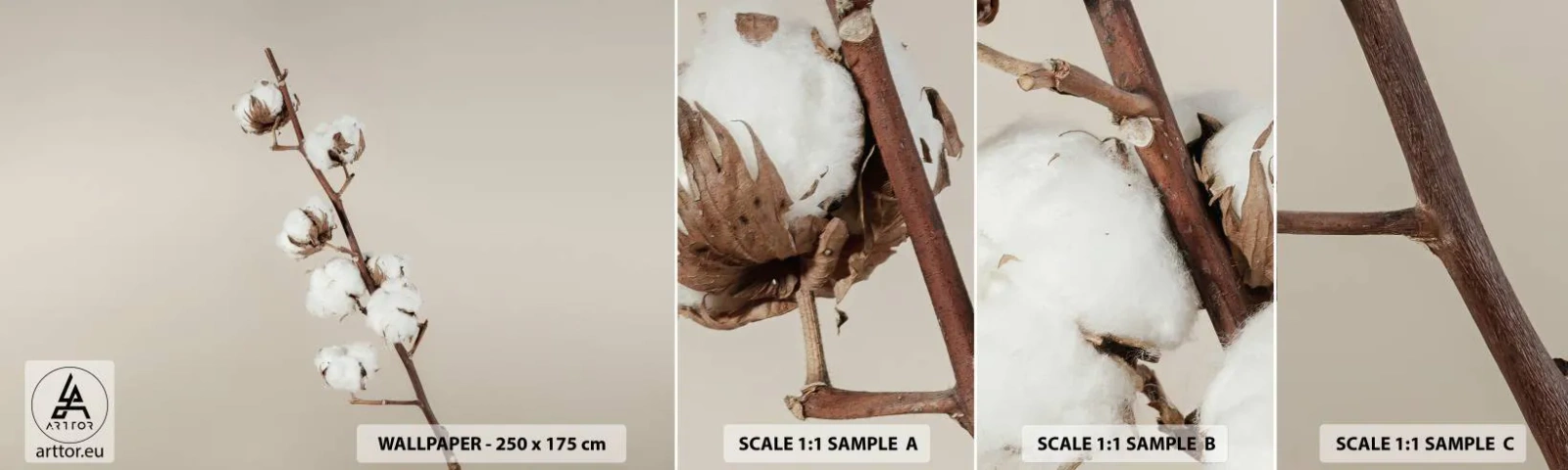 Prøve Fototapet Selvklæbende Deluxe Sticker - Ved kilden til blødhed - Bomuldsblomst, Natur, Bomuld - 100x30 cm