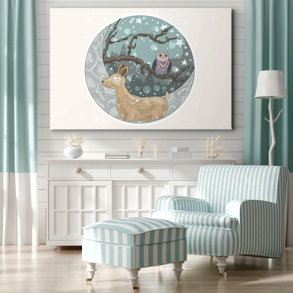 Lærredstryk - Billede på lærred - En eventyrlig skovnat - 120x80 cm