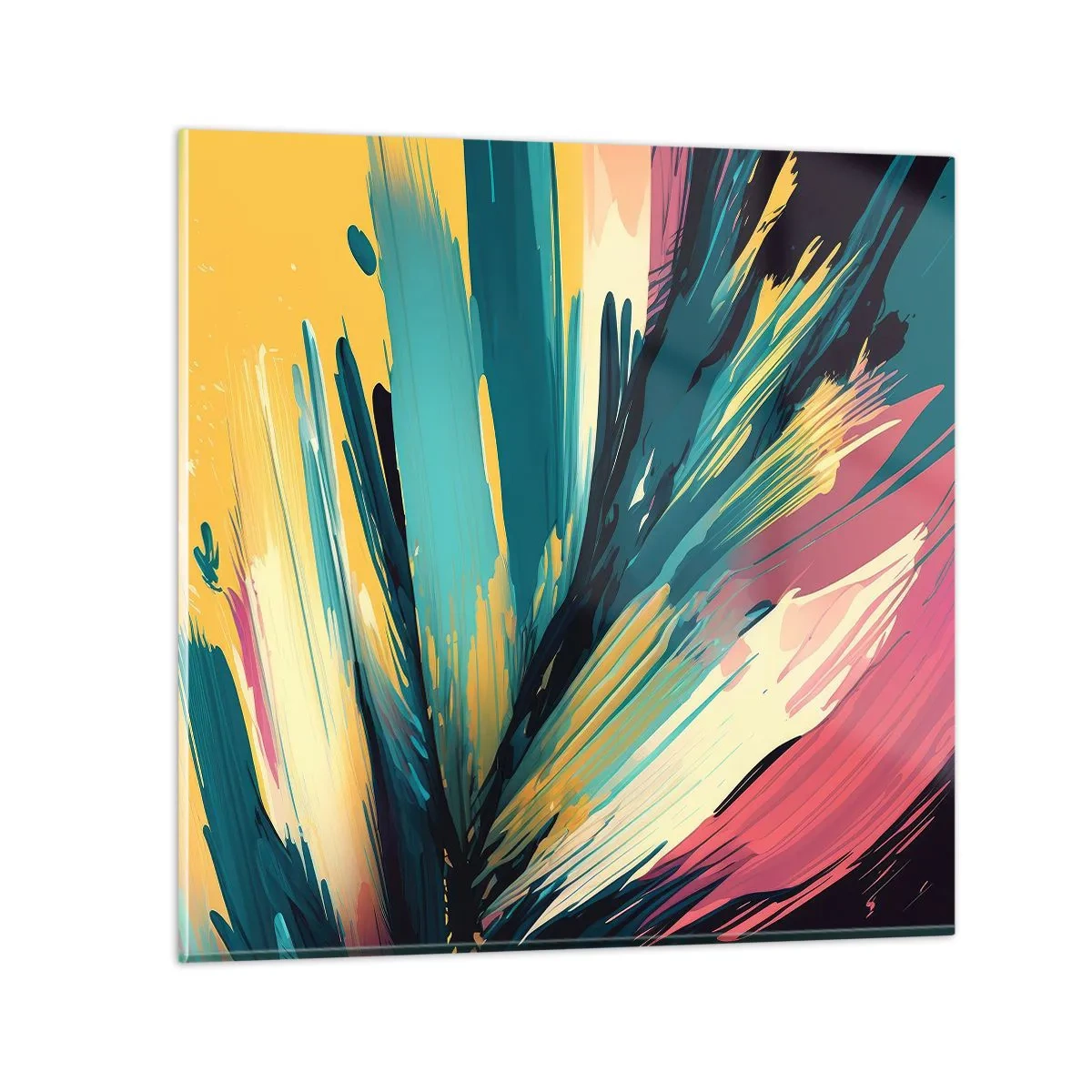 Billede på glas - Komposition - en eksplosion af glæde - 30x30 cm
