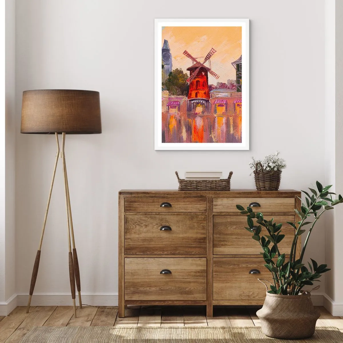 Plakat i hvid ramme - Parisiske ikoner - Moulin Rouge - 61x91 cm