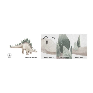 Prøve Fototapet Premium Canvas - Din ven - Dinosaurus, Børns, Stegosaurus - 100x30 cm