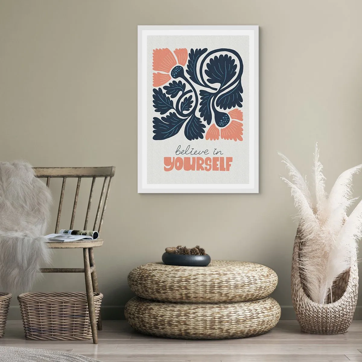 Plakat i hvid ramme - Og du blomstrer - 61x91 cm