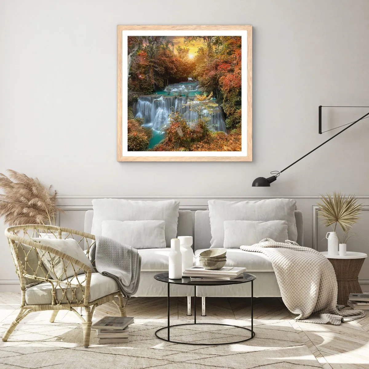 Plakat i ramme af lyst egetræ - Skovens skjulte skat - 50x50 cm