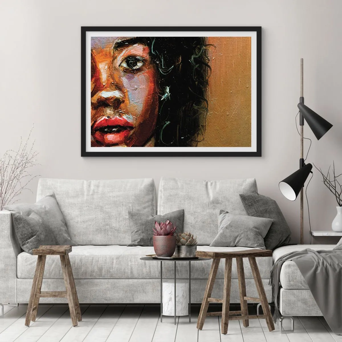 Plakat i sort ramme - Sort og glitter - 70x50 cm