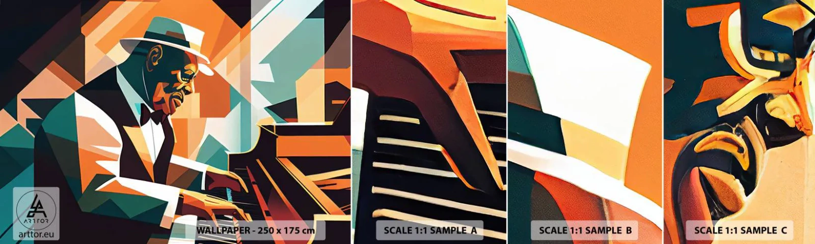 Fototapet Prøve Standard Eco - Alt det jazz - Klaver, Klaver, Kubisme - 100x30 cm