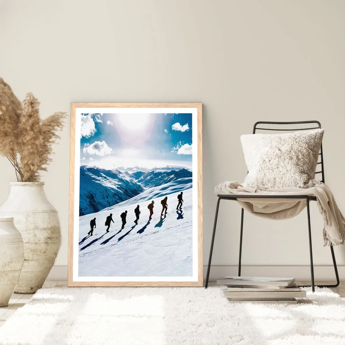 Plakat i ramme af lyst egetræ - Det vindende hold - 50x70 cm