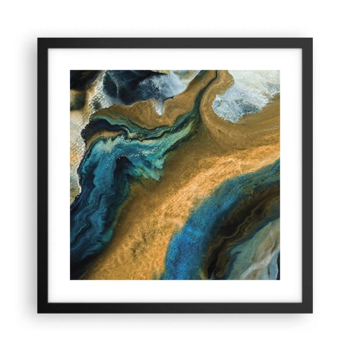 Plakat i sort ramme - Blå - gul - gensidig indflydelse - 40x40 cm