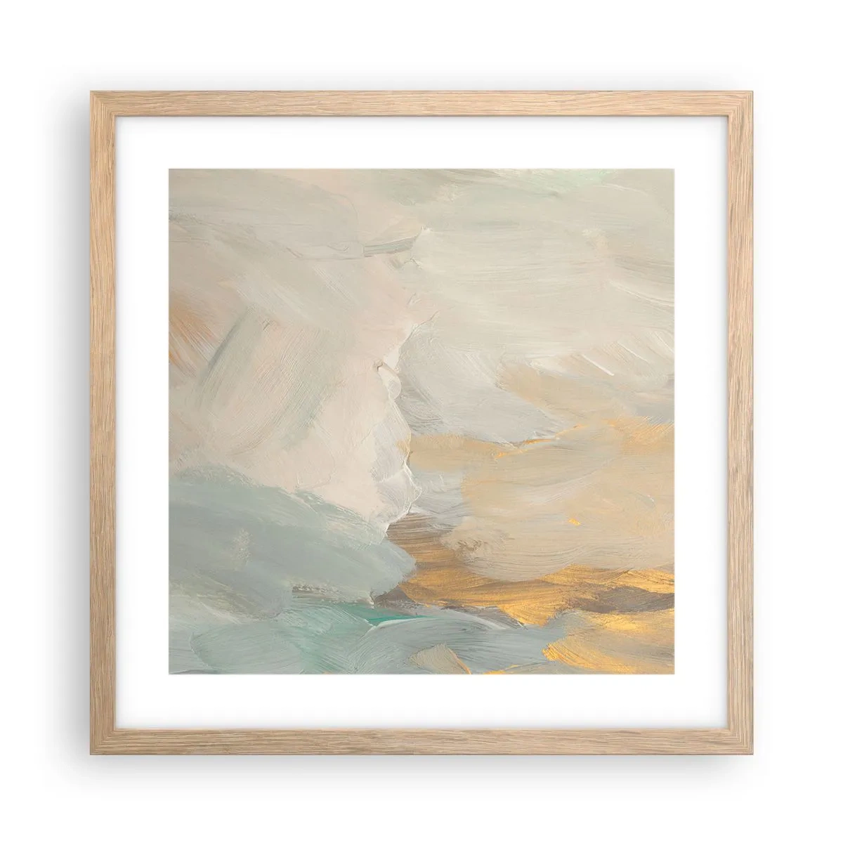 Plakat i ramme af lyst egetræ - Abstraktion - blidhedens land - 40x40 cm