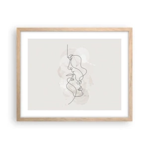 Plakat i ramme af lyst egetræ - Omfavnet i en omfavnelse - 50x40 cm