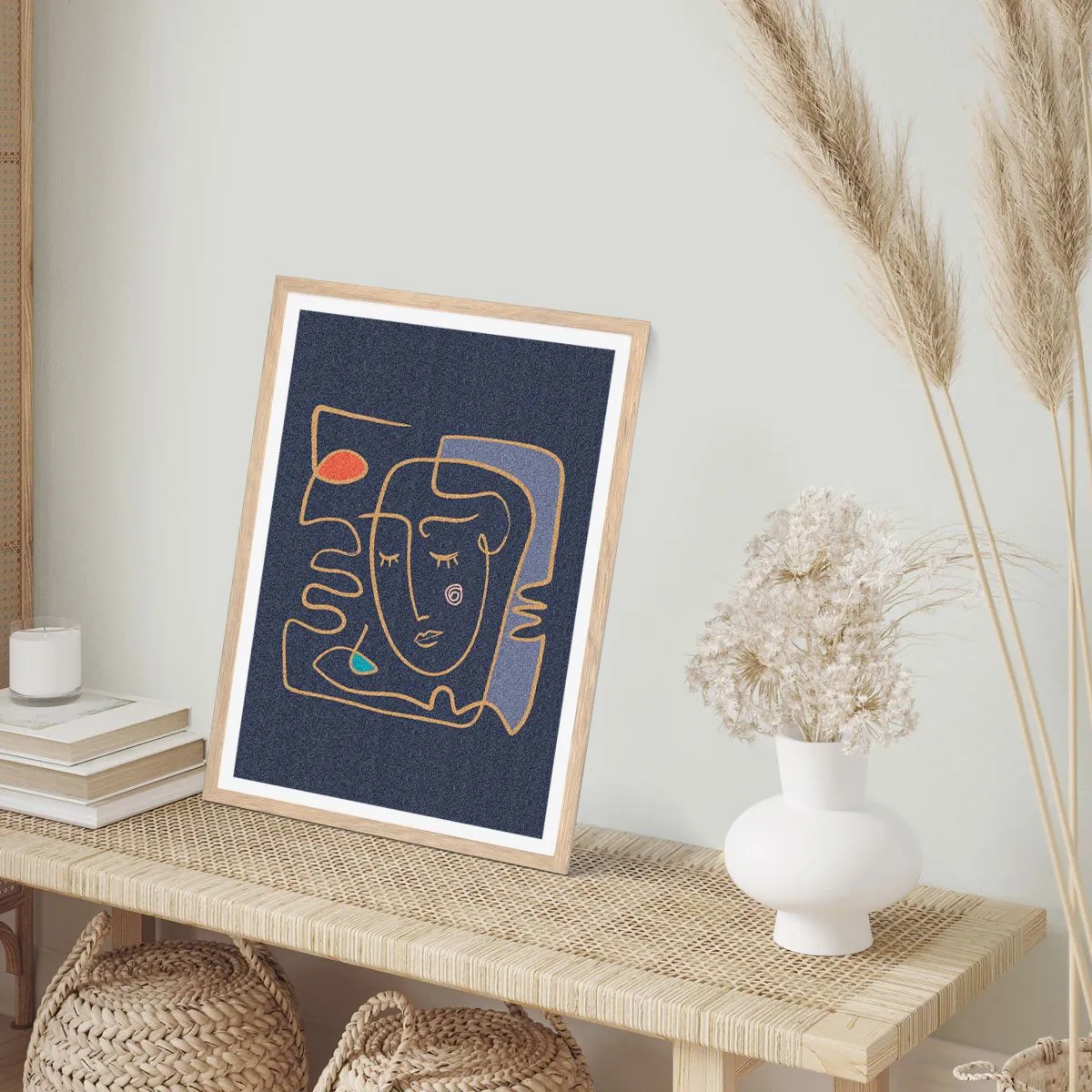 Plakat i ramme af lyst egetræ - I drømmerier - 30x40 cm