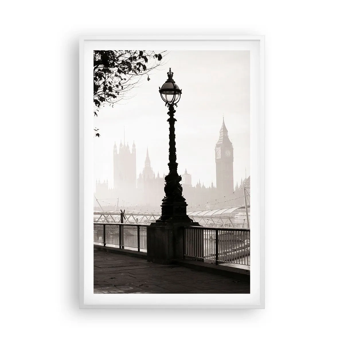 Plakat i hvid ramme - London morgen - 61x91 cm