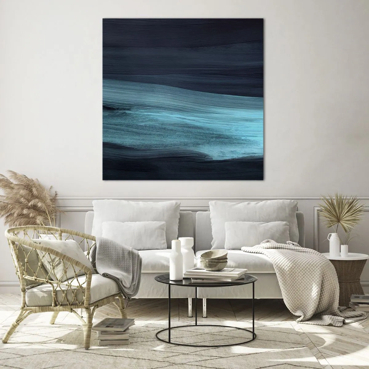 Billede på glas - Svøm med strømmen - 40x40 cm