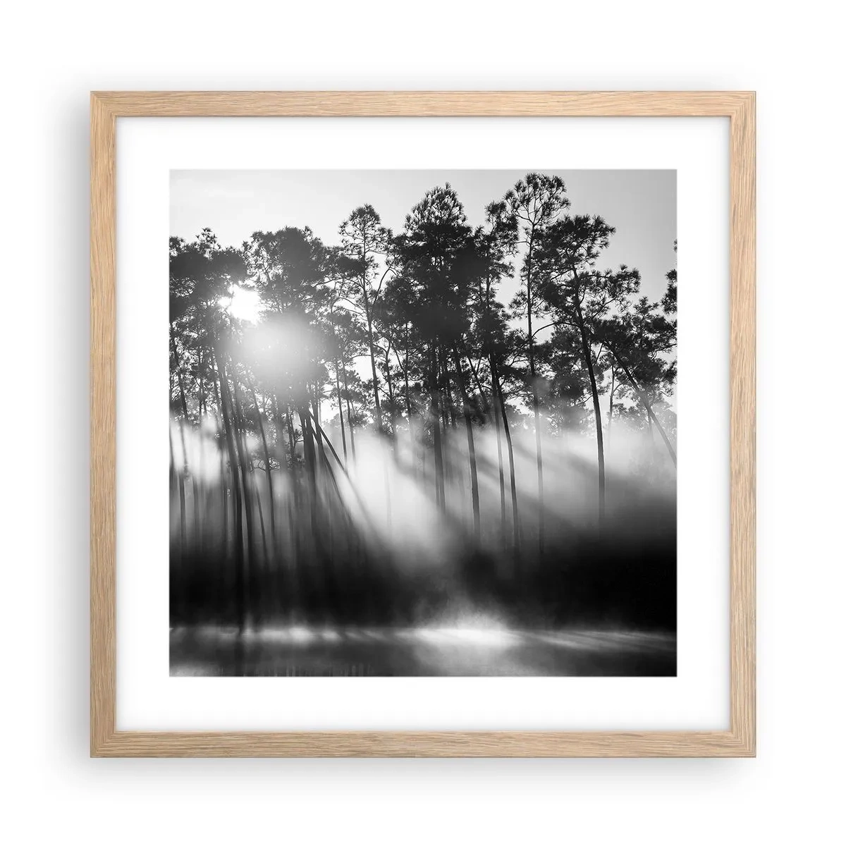 Plakat i ramme af lyst egetræ - Ustoppelig sol - 40x40 cm