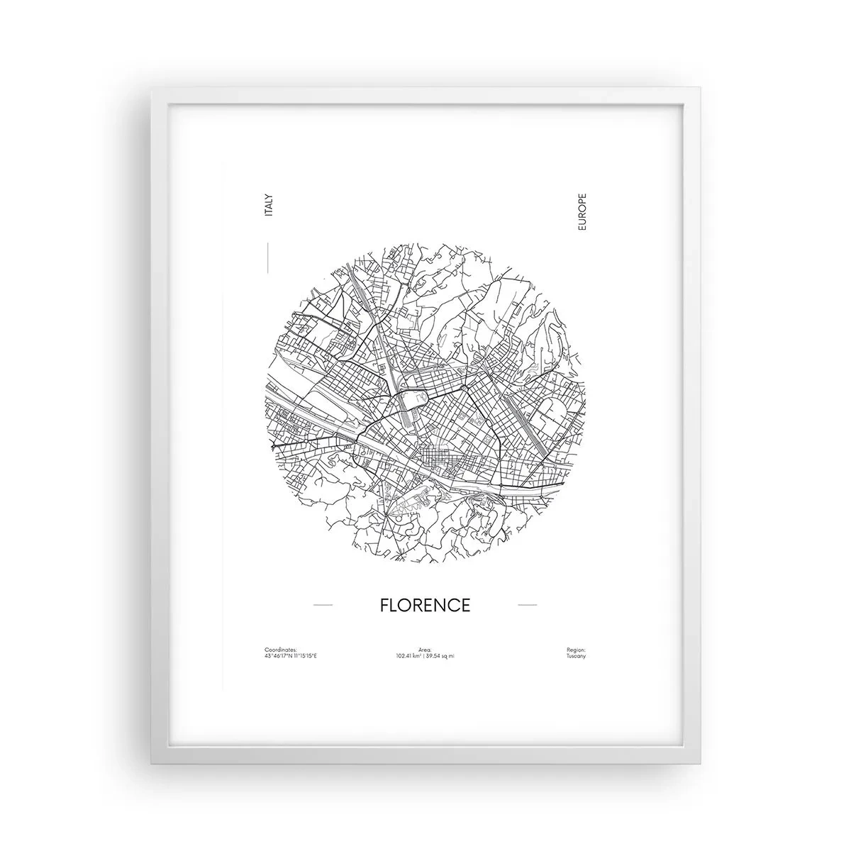 Plakat i hvid ramme - Anatomi af Firenze - 40x50 cm