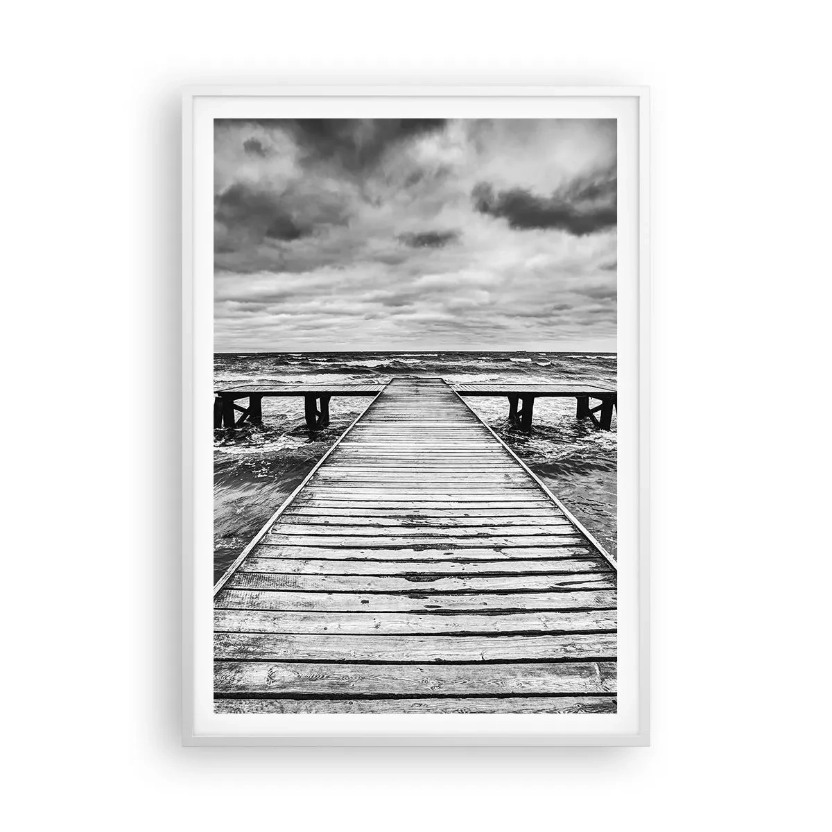 Plakat i hvid ramme - Jeg venter på, at vinden blæser væk... - 70x100 cm