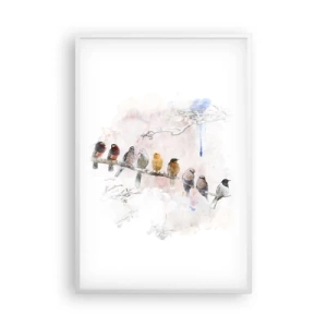 Plakat i hvid ramme - Møde med vinger - 61x91 cm