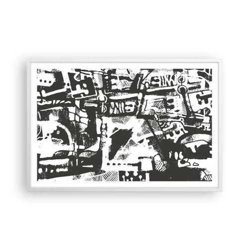 Plakat i hvid ramme - Orden eller kaos? - 91x61 cm