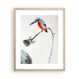 Plakat i ramme af lyst egetræ - Engenes liv - 40x50 cm