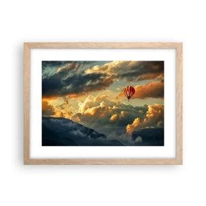 Plakat i ramme af lyst egetræ - Jeg går, fordi jeg vil - 40x30 cm