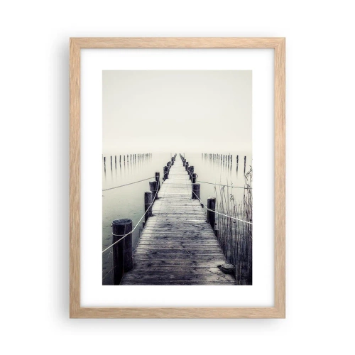 Plakat i ramme af lyst egetræ - Fordyb dig i fred - 30x40 cm