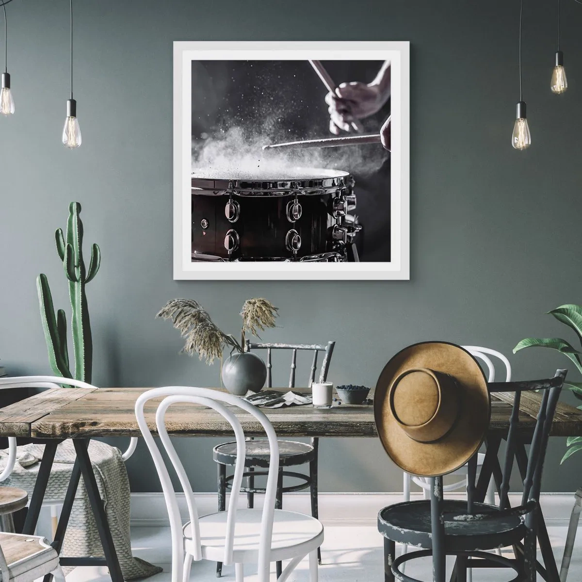 Plakat i hvid ramme - Musikkens puls - 30x30 cm