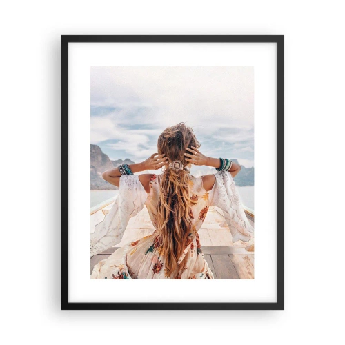 Plakat i sort ramme - På vej mod lykken - 40x50 cm