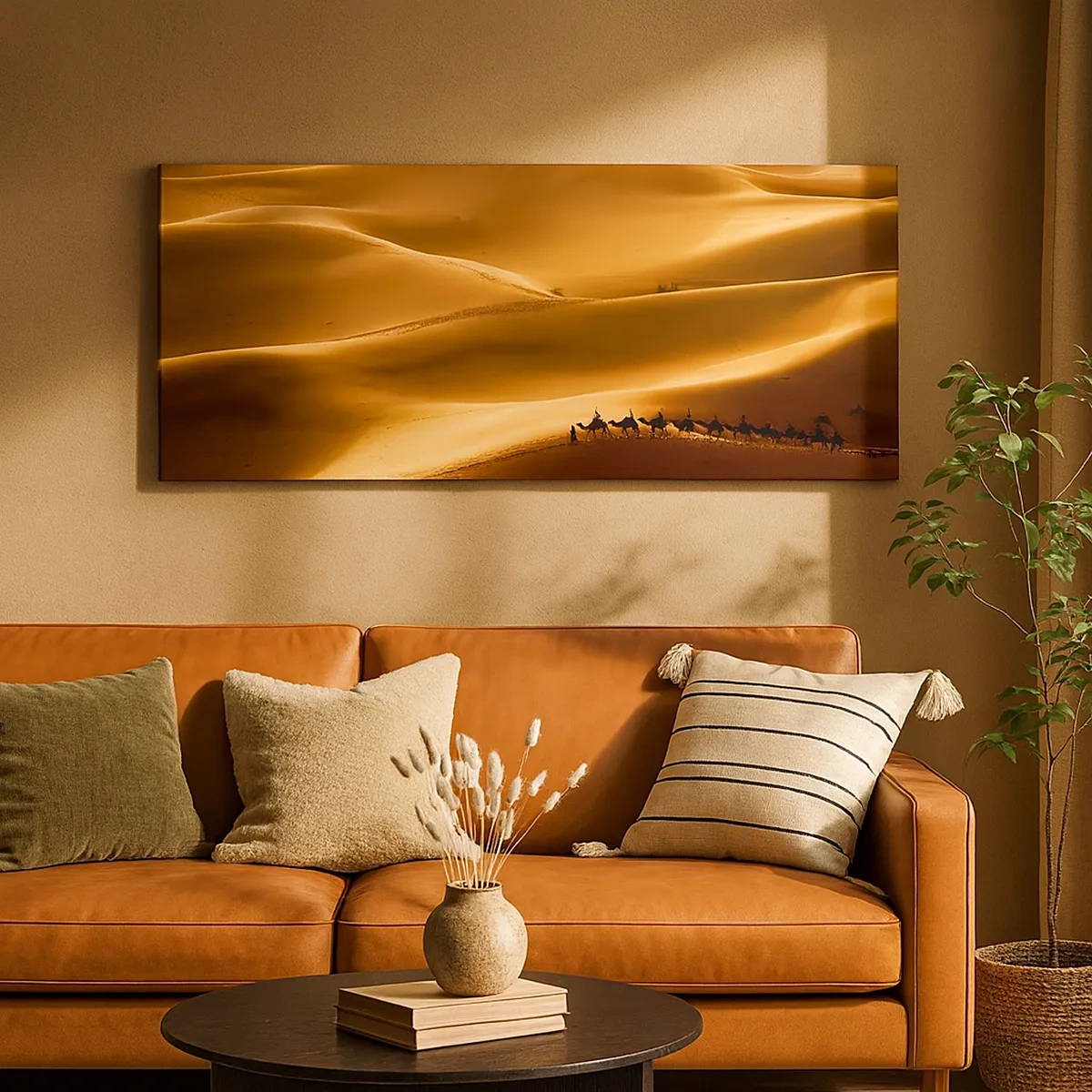 Lærredstryk - Billede på lærred - Karavane på ørkenens bølger - 30x30 cm
