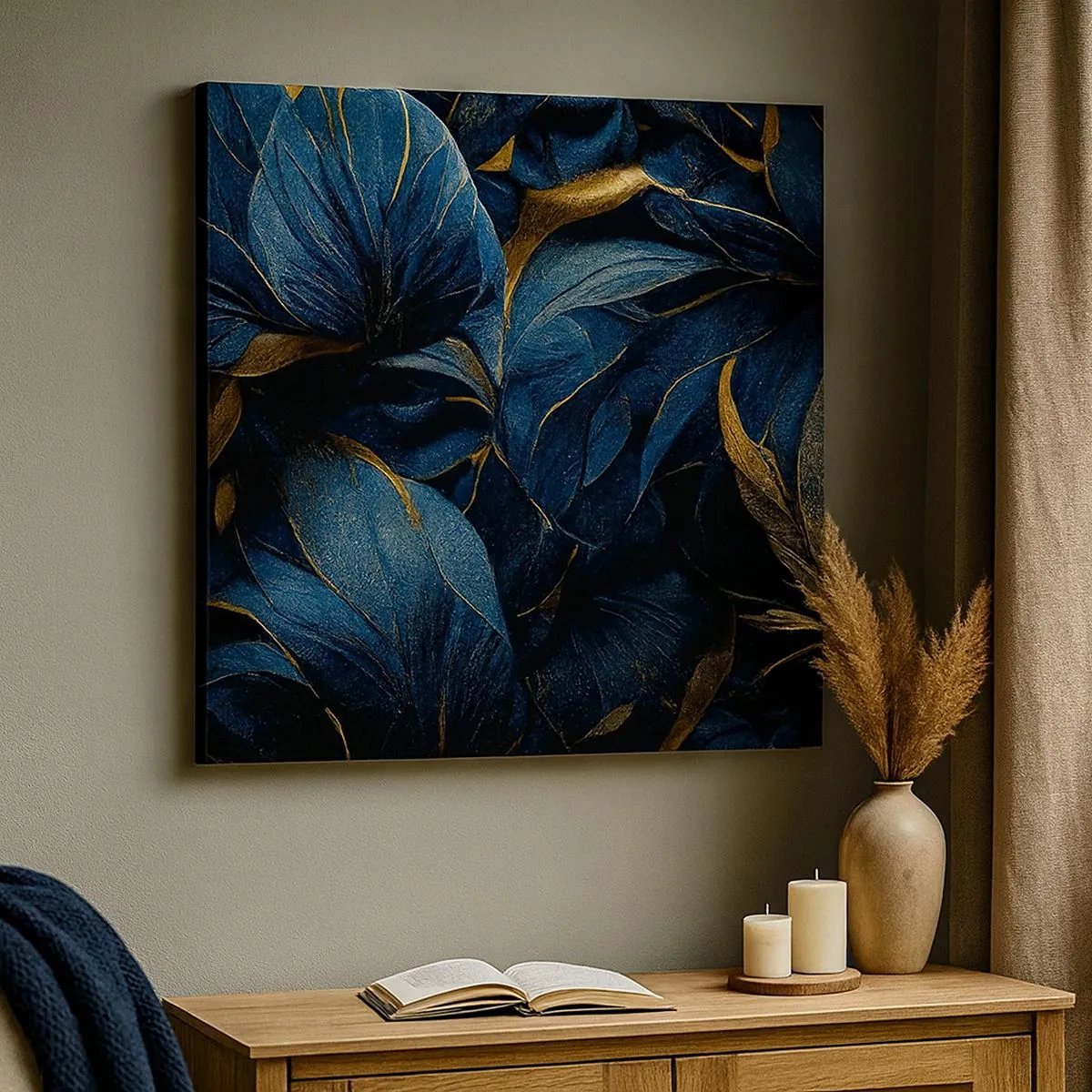 Lærredstryk - Billede på lærred - Foret med guld - 30x30 cm