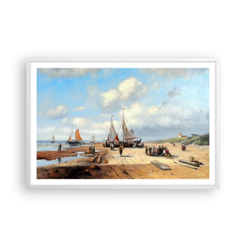 Plakat i hvid ramme - Efter en vellykket fangst - 91x61 cm