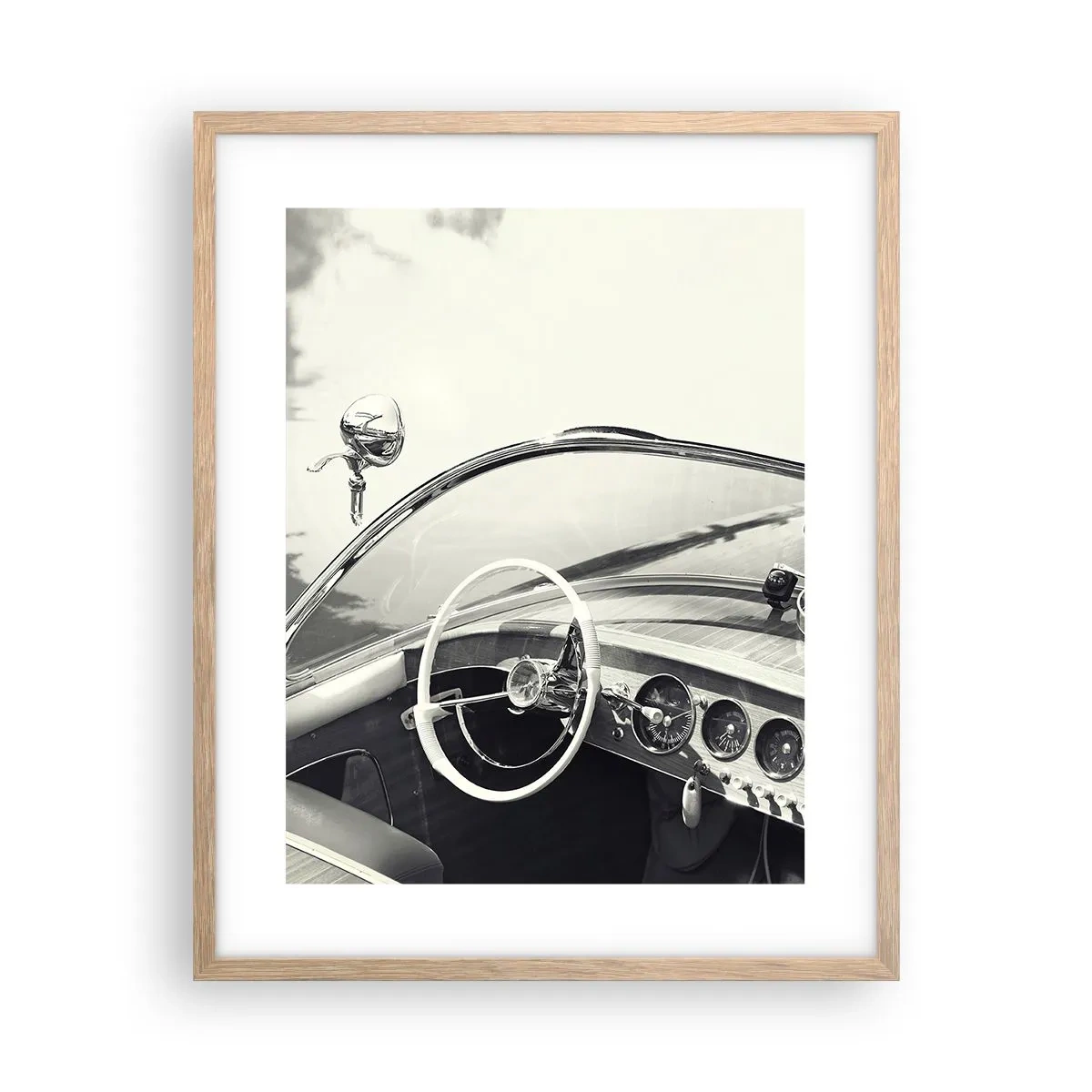 Plakat i ramme af lyst egetræ - Vejr for de rige - 40x50 cm