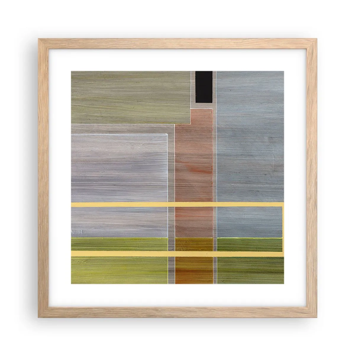 Plakat i ramme af lyst egetræ - Lige og rolig - 40x40 cm
