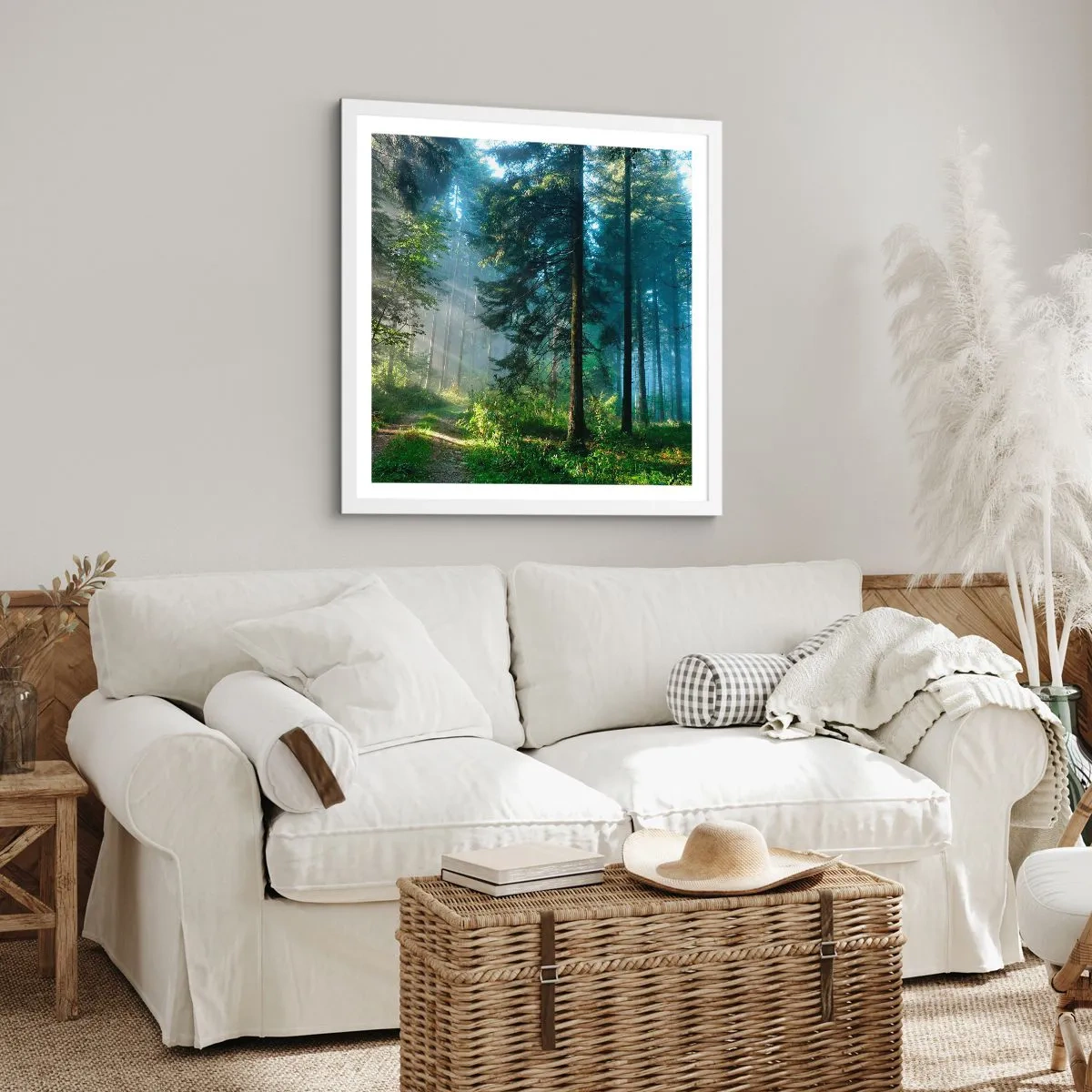 Plakat i hvid ramme - Strålende om morgenen - 50x50 cm