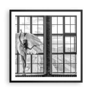 Plakat i sort ramme - Englenes by? - 60x60 cm