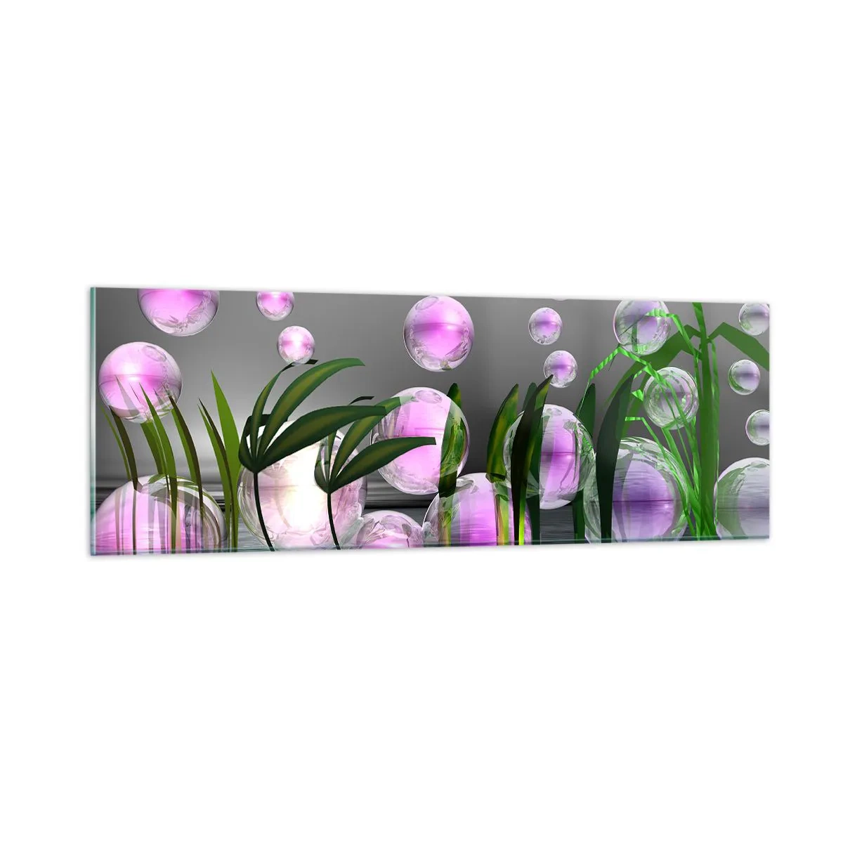 Billede på glas - En reflekterende komposition af lethed og liv - 90x30 cm
