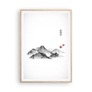 Plakat i ramme af lyst egetræ - Langt væk - 70x100 cm