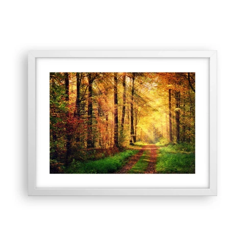 Plakat i hvid ramme - Skovgylden stilhed - 40x30 cm