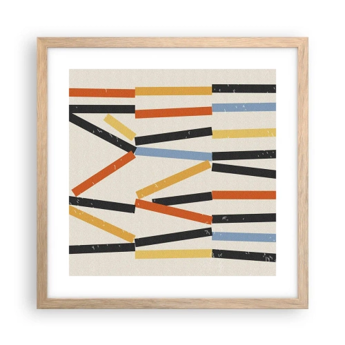 Plakat i ramme af lyst egetræ - Vandret komposition - 40x40 cm