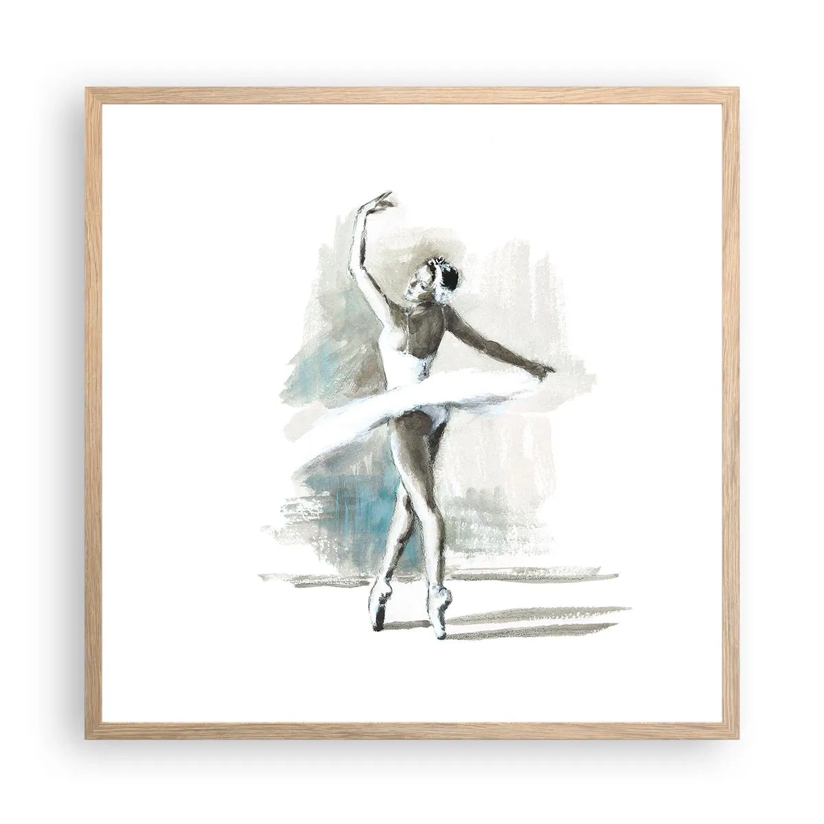 Plakat i ramme af lyst egetræ - Fortryllet til en svane - 60x60 cm