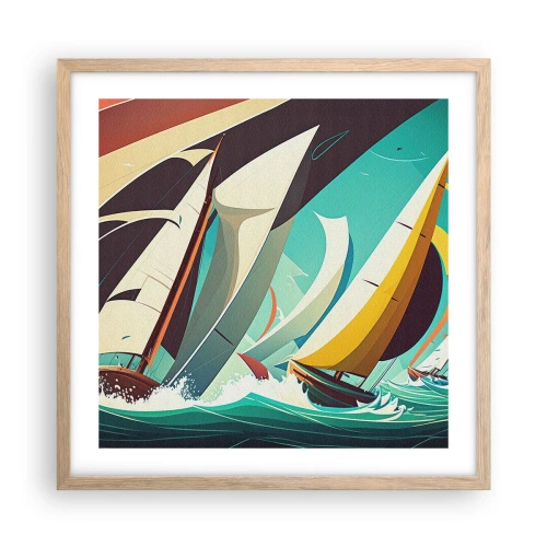 Plakat i ramme af lyst egetræ - Tæt på og personligt med elementerne - 50x50 cm