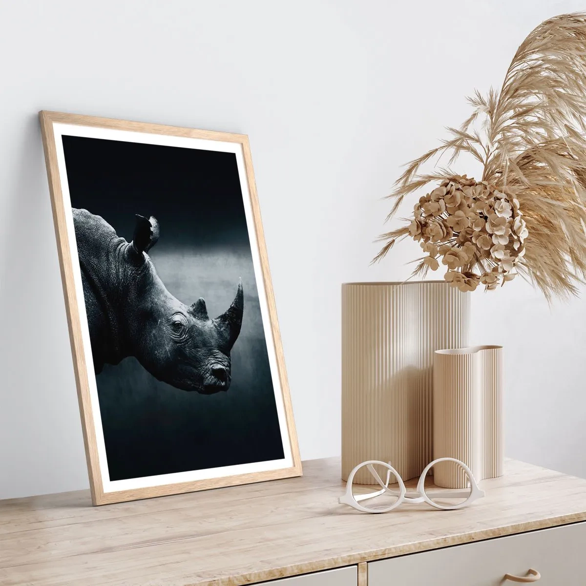 Plakat i ramme af lyst egetræ - Højre profil - 30x40 cm