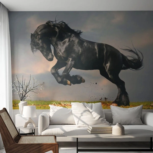 Fototapet Premium Canvas - Smuk og fri - Dyr, Hest, Landskab - 500x350 cm